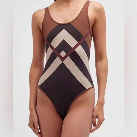 BURBERRY Cleddau Check one piece in Dark Birch/brown NWT - Picture 4 of 16